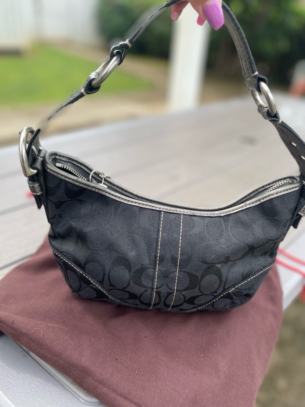 Coach Y2K Black Signature Python Mini Shoulder Bag with Silver Accents - Picture 9 of 9